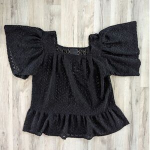 Anna Sui Black Eyelet Top